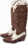 Sacha Dames Bruine leren cowboylaarzen met witte sierstiksels - Thumbnail 7