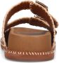 Sacha Dames Camel leren slippers met gespen - Thumbnail 7