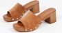 Sacha Dames Cognac su�de muiltjes met houten hak - Thumbnail 7