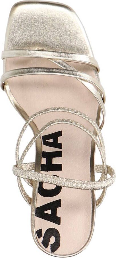 Sacha Dames Gouden metallic hak sandalen met bandjes