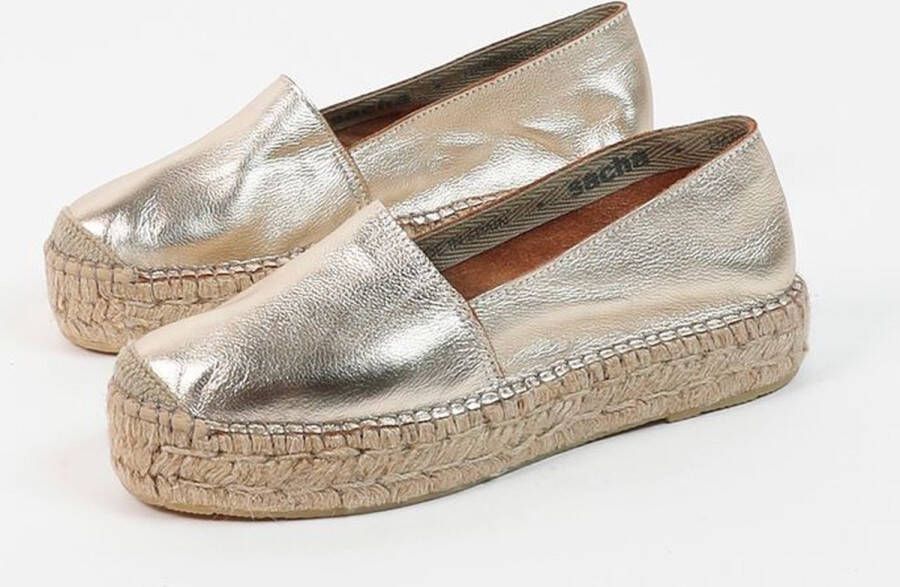 Sacha Dames Gouden metallic leren espadrilles