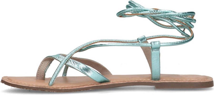 Sacha Dames Mintgroene metallic leren sandalen - Foto 5