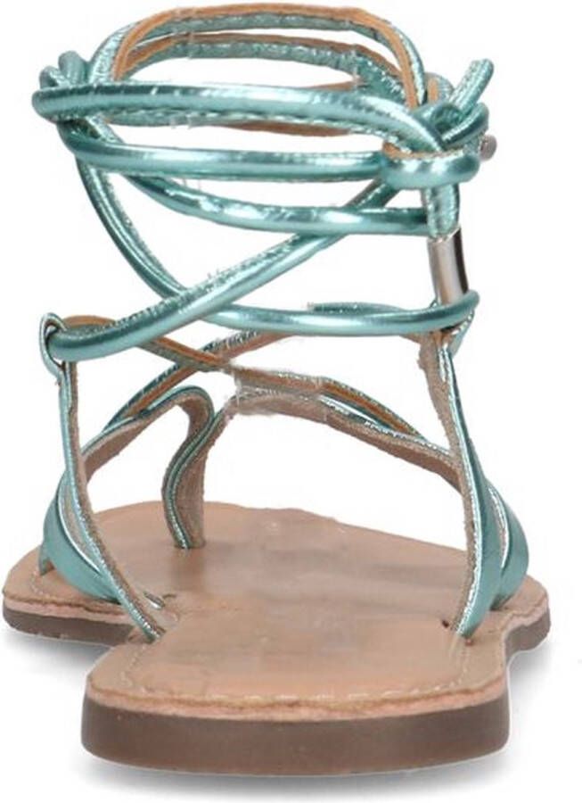 Sacha Dames Mintgroene metallic leren sandalen - Foto 6