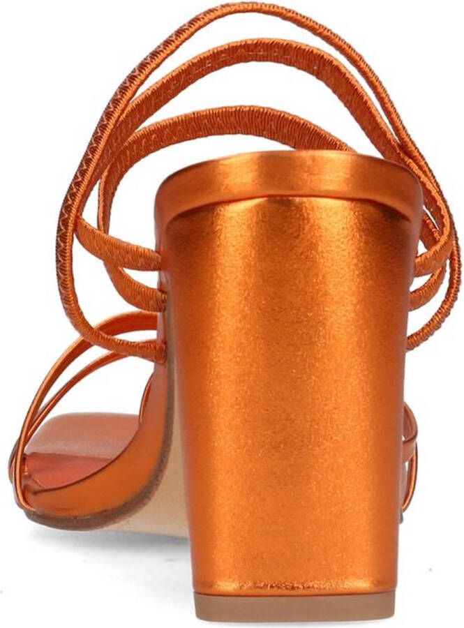 Sacha Dames Oranje metallic hak sandalen met bandjes