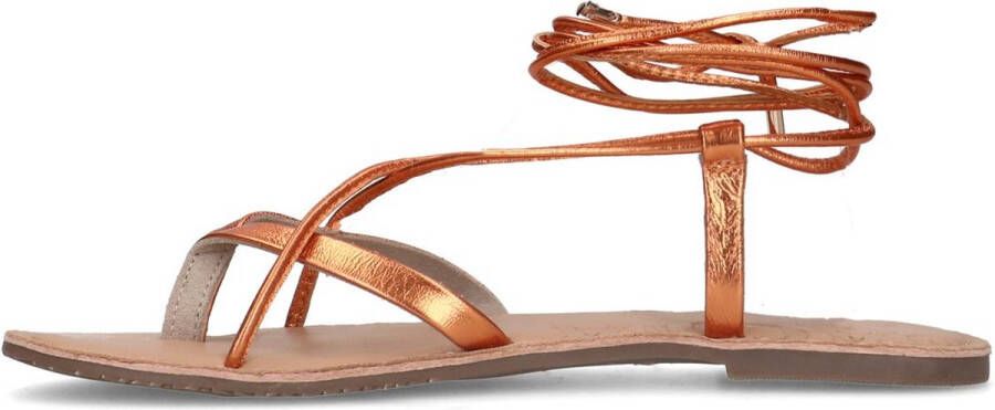 Sacha Dames Oranje metallic leren sandalen - Foto 7