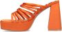 Sacha Dames Oranje satin sandalen met plateau hak - Thumbnail 4