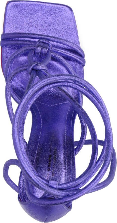 Sacha Dames Paarse metallic sandalen met trechterhak - Foto 4
