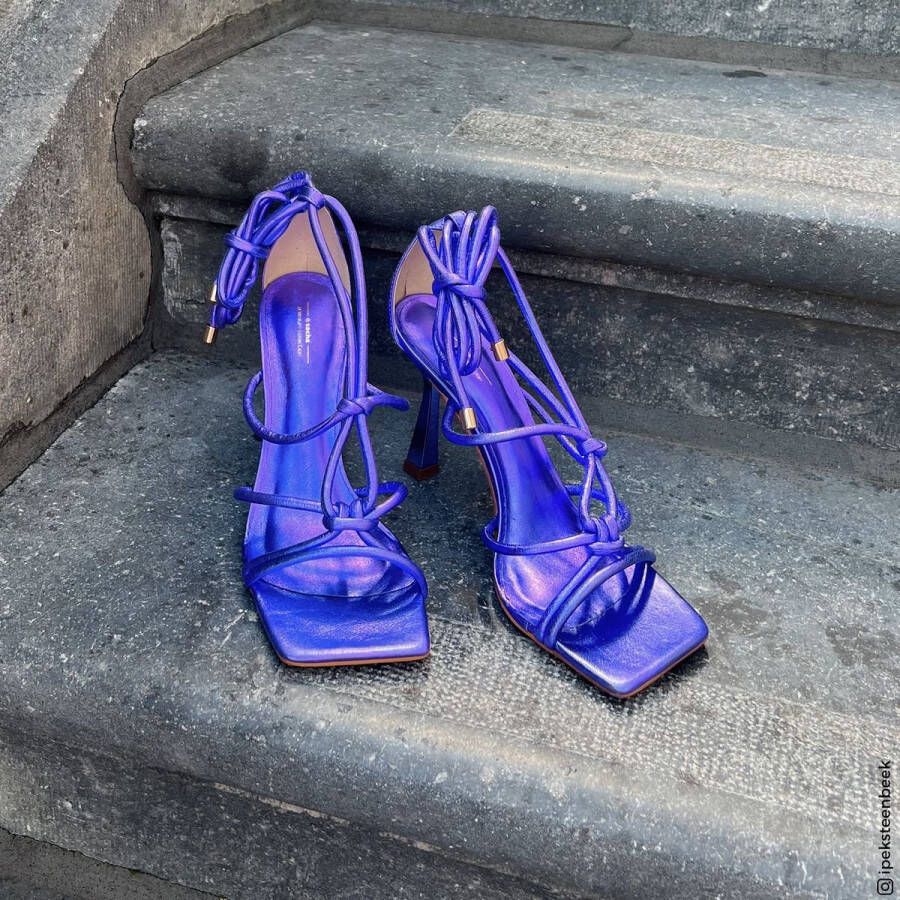 Sacha Dames Paarse metallic sandalen met trechterhak - Foto 6
