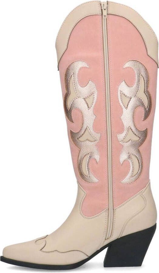 Sacha Dames Roze cowboylaarzen met metallic details