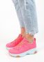 Sacha Dames Roze leren platform sneakers met lichtblauwe zool - Thumbnail 6