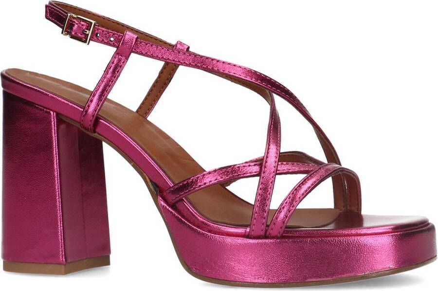 Sacha Dames Roze metallic sandalen met hak