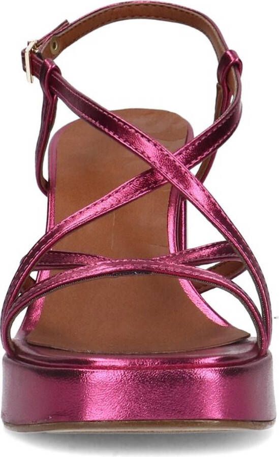 Sacha Dames Roze metallic sandalen met hak