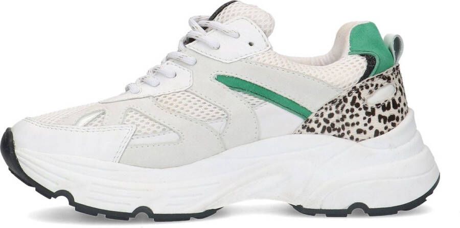 Sacha Dames Witte chunky dot sneakers met groene details - Foto 6