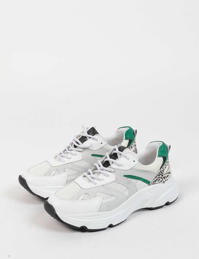 Sacha Dames Witte chunky dot sneakers met groene details - Foto 7