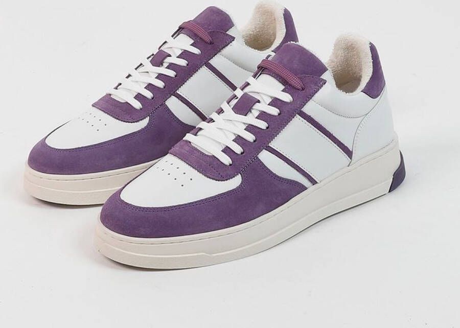 Sacha Dames Witte leren sneakers met paarse details