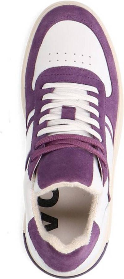 Sacha Dames Witte leren sneakers met paarse details
