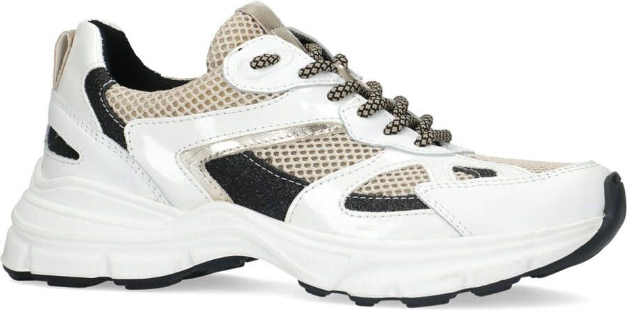 Sacha Dames Witte marathon sneakers met zwarte glitter details