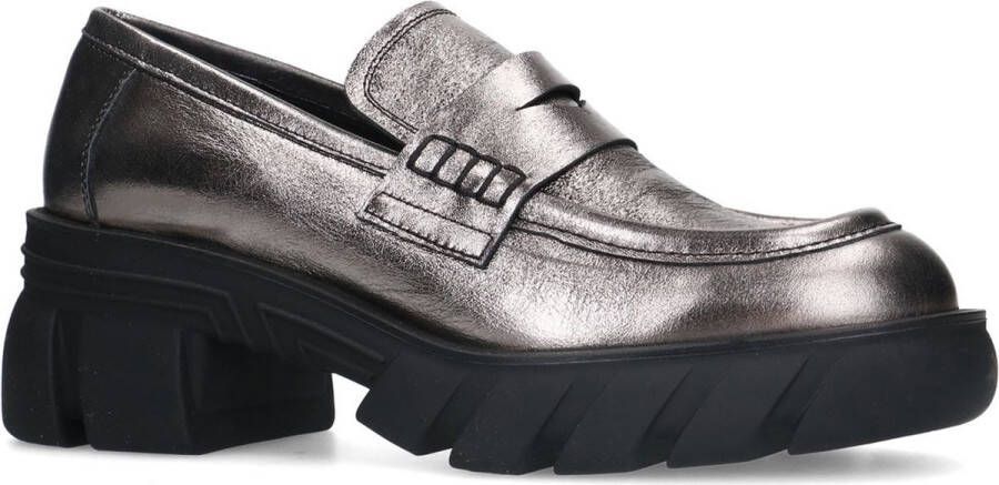 Sacha Dames Zilveren metallic chunky loafers
