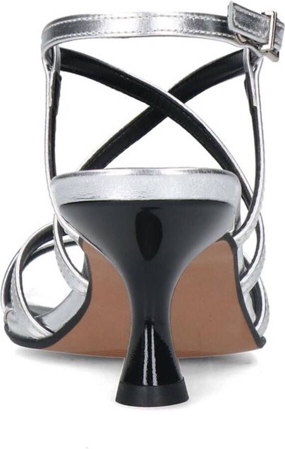 Sacha Dames Zilverkleurige metallic sandalen met trechterhak - Foto 8
