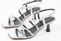 Sacha Dames Zilverkleurige metallic sandalen met trechterhak - Thumbnail 9