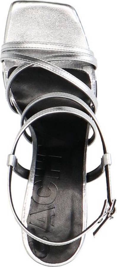 Sacha Dames Zilverkleurige metallic sandalen met trechterhak - Foto 10