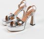 Sacha Dames Zilverkleurige metallic platform sandalen met hak - Thumbnail 8