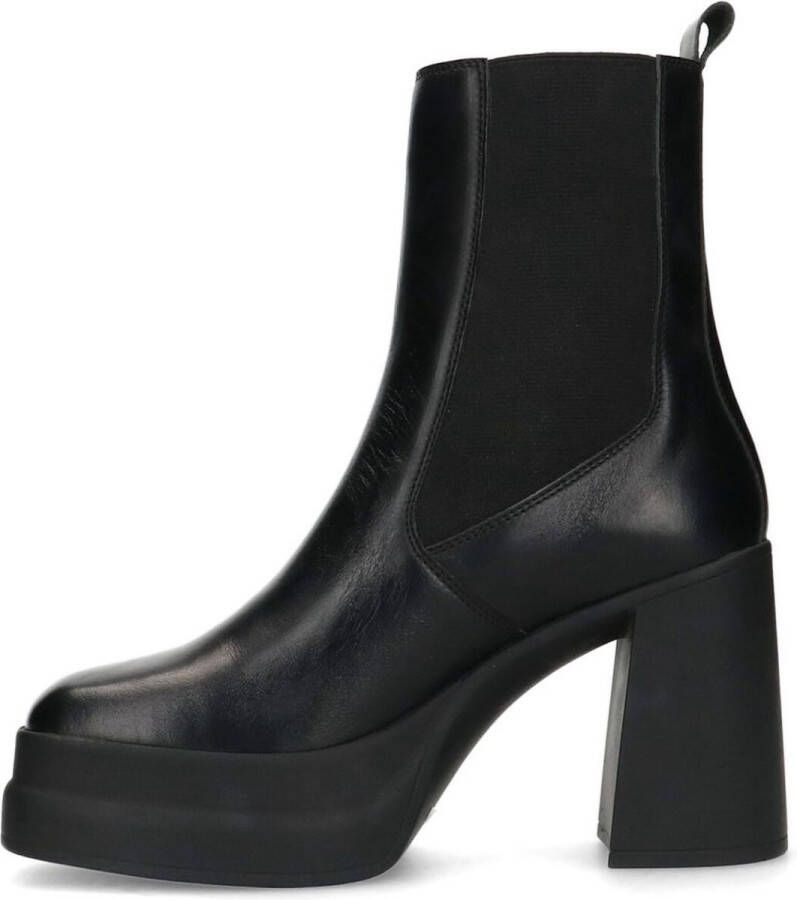 Sacha Dames Zwarte leren Chelsea boots met plateau hak - Foto 5
