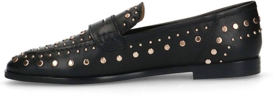 Sacha Dames Zwarte leren penny loafers met studs