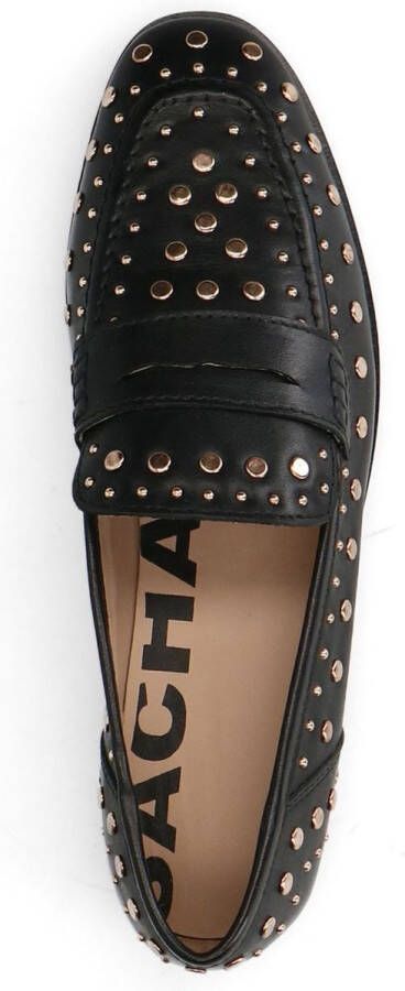 Sacha Dames Zwarte leren penny loafers met studs