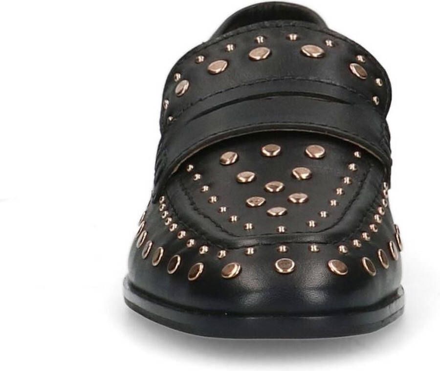 Sacha Dames Zwarte leren penny loafers met studs