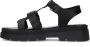 Sacha Dames Zwarte leren plateau sandalen met goudkleurige buckles - Thumbnail 7