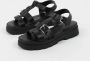 Sacha Dames Zwarte leren plateau sandalen met goudkleurige buckles - Thumbnail 6