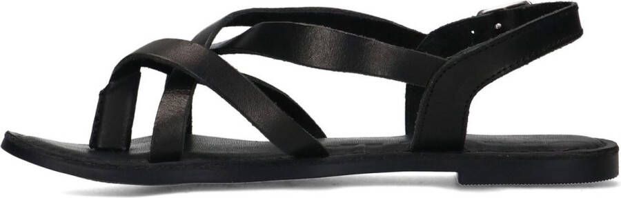 Sacha Dames Zwarte leren sandalen met gekruiste bandjes