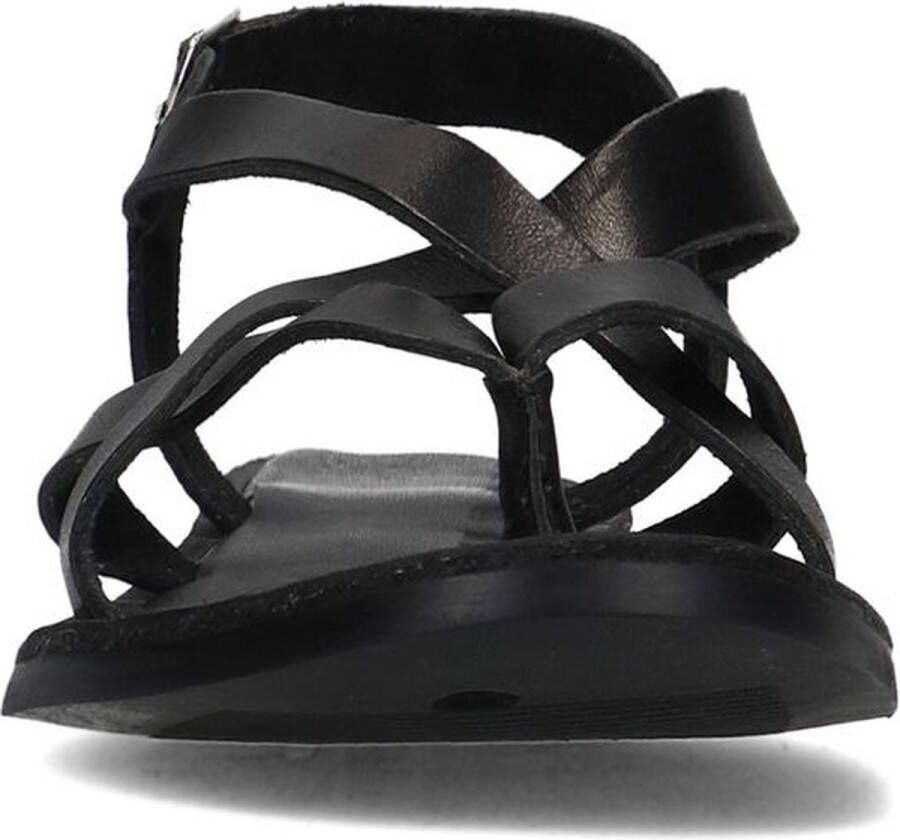 Sacha Dames Zwarte leren sandalen met gekruiste bandjes
