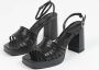 Sacha Dames Zwarte leren sandalen met hak - Thumbnail 6