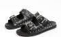 Sacha Dames Zwarte leren slippers met zilverkleurige studs - Thumbnail 8