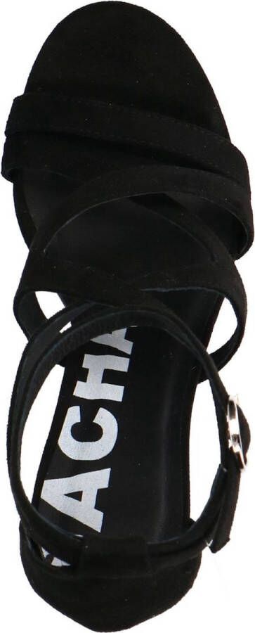 Sacha Dames Zwarte opengewerkte sandalen met hak