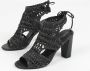 Sacha Dames Zwarte opengewerkte sandalen met hak - Thumbnail 8