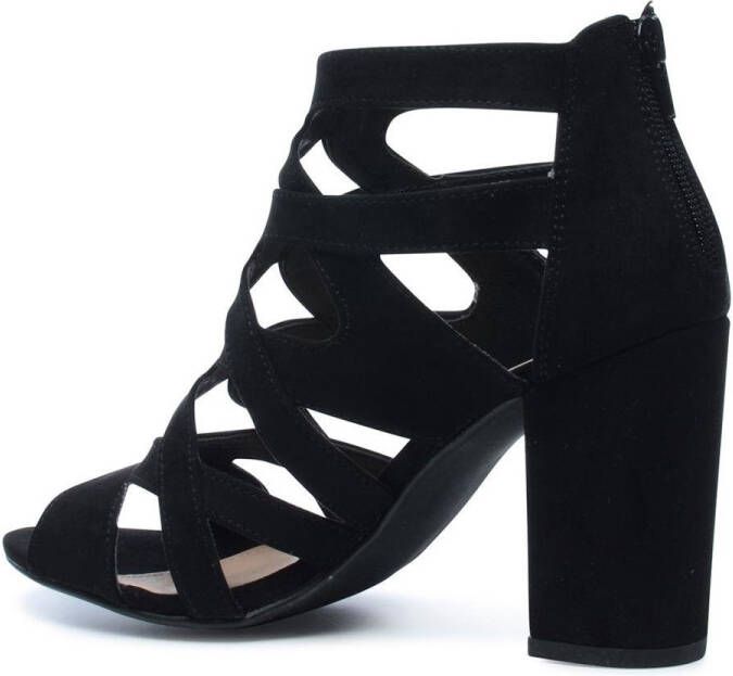 Sacha Dames Zwarte opengewerkte sandalen met hak - Foto 5