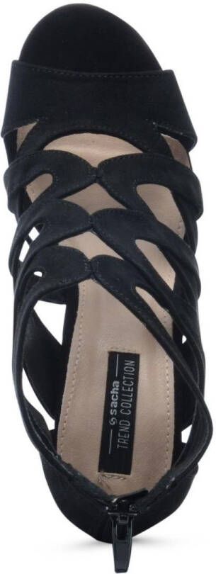 Sacha Dames Zwarte opengewerkte sandalen met hak - Foto 7