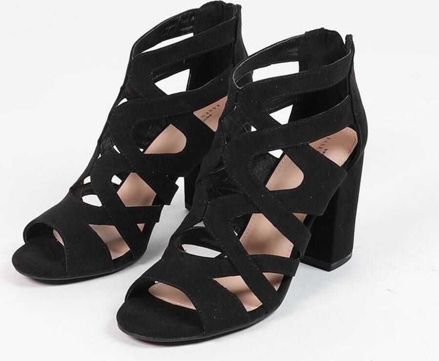 Sacha Dames Zwarte opengewerkte sandalen met hak - Foto 10