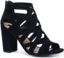 Sacha Dames Zwarte opengewerkte sandalen met hak - Thumbnail 8