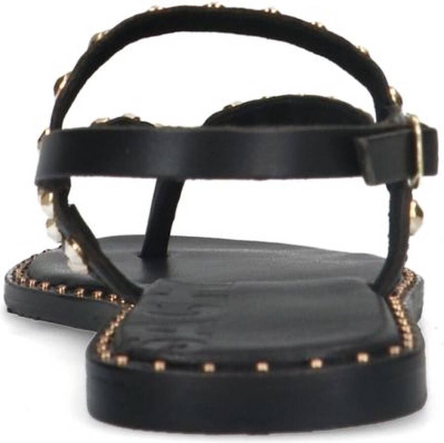 Sacha Dames Zwarte sandalen met goudkleurige studs