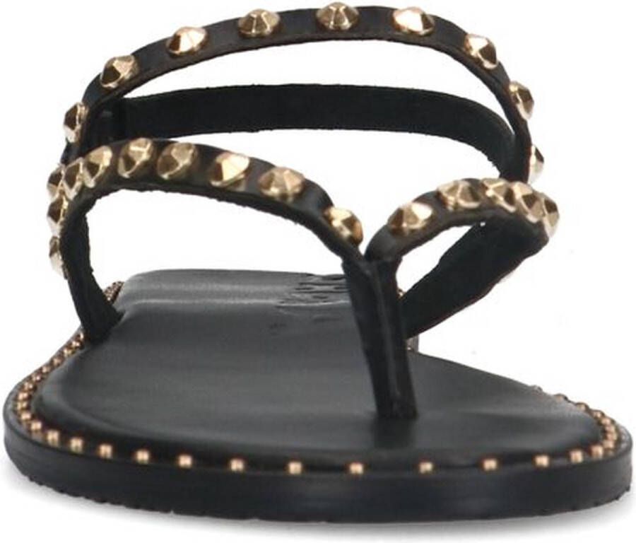 Sacha Dames Zwarte sandalen met goudkleurige studs