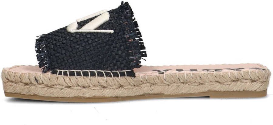Sacha Dames Zwarte slippers met touwzool