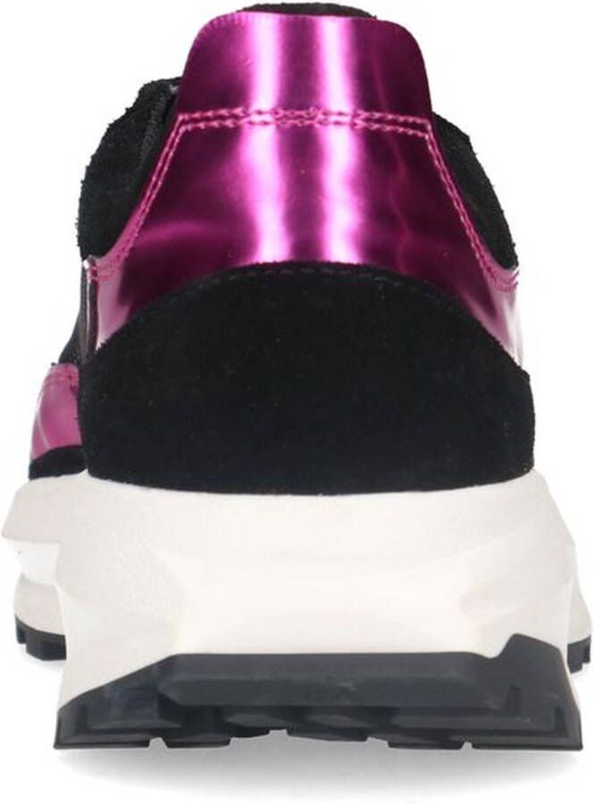 Sacha Dames Zwarte sneakers met roze en gele details