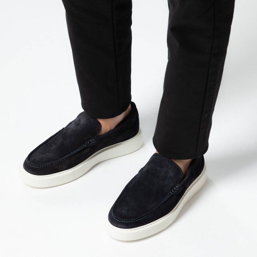 Sacha Heren Donkerblauwe loafers met witte zool - Foto 7