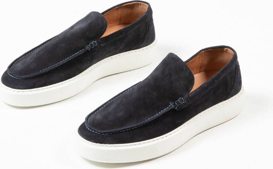 Sacha Heren Donkerblauwe loafers met witte zool - Foto 8