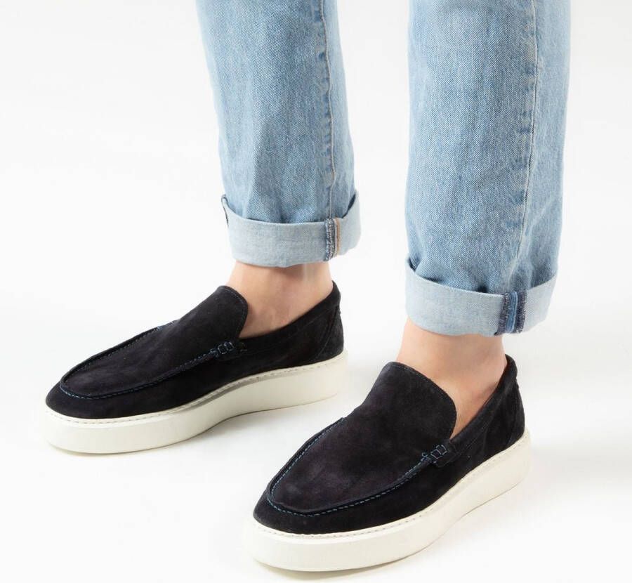 Sacha Heren Donkerblauwe loafers met witte zool - Foto 4