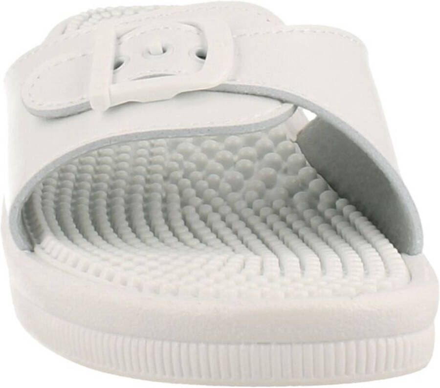 Scholl NEW MASSAGE PVC Womens White FALSO Mules White